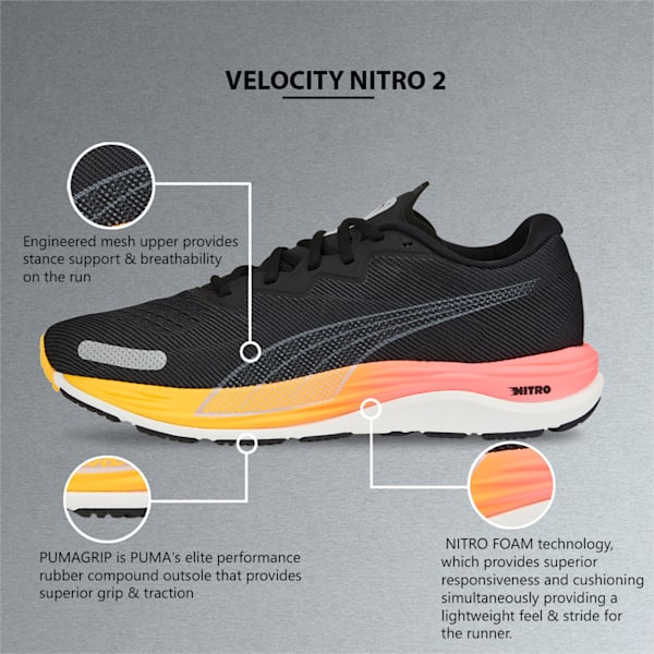Velocity NITRO™ 2 Men's Running Shoes, Puma Black-Sunset Glow, extralarge-IND