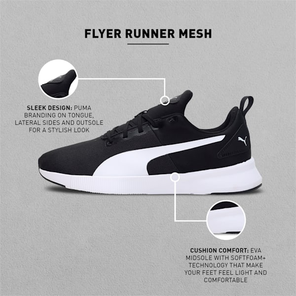 Flyer Runner Mesh Unisex Running Shoes, Puma Black-Puma White, extralarge-IND