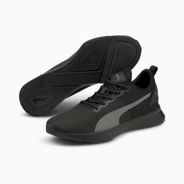 Flyer Runner Mesh Unisex Running Shoes, Puma Black-CASTLEROCK, extralarge-IND