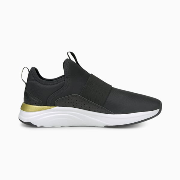 SOFTRIDE Sophia Shine Women's Slip-On Walking Shoes, Puma Black-Puma Team Gold, extralarge-IND