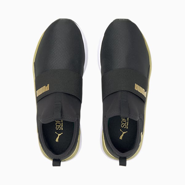 SOFTRIDE Sophia Shine Women's Slip-On Walking Shoes, Puma Black-Puma Team Gold, extralarge-IND