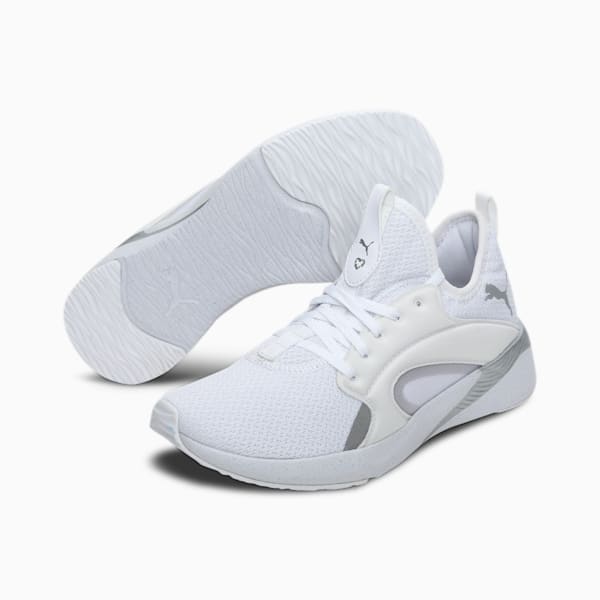 Better Foam Adore Shine Women's Running Shoes, Puma White-Metallic Silver, extralarge-IND