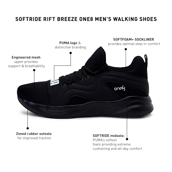 SOFTRIDE Rift Breeze one8 Men's Walking Shoes, Puma Black, extralarge-IND