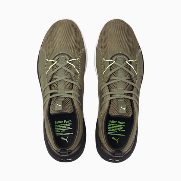 Zapatos para correr Better Foam Emerge Street para hombre, Dark Green Moss-Puma Black-Fizzy Lime