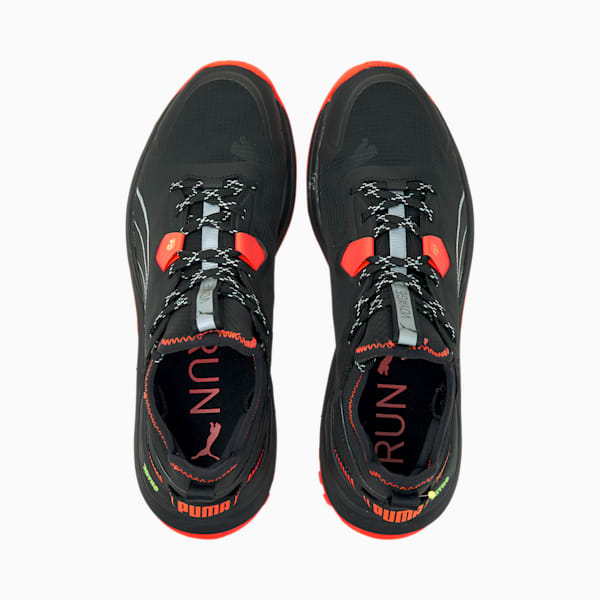Voyage Nitro Men's Running Sneakers, Puma Black-Lava Blast-Metallic Silver, extralarge