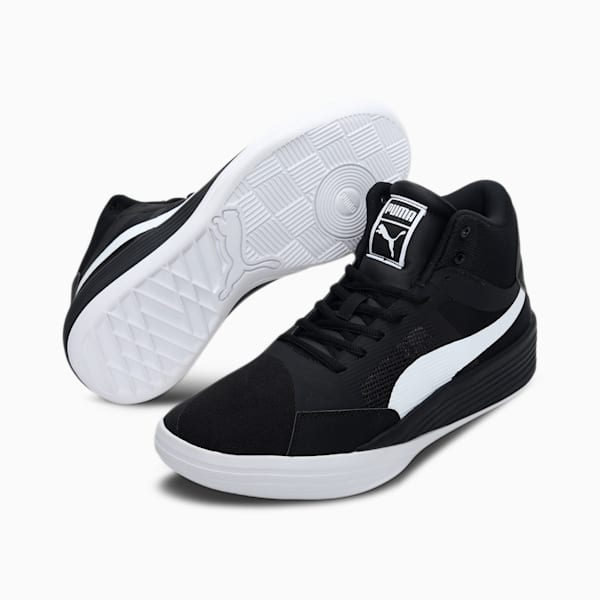 Clyde All-Pro Team Mid Unisex Basketball Shoes, Puma Black-Puma White, extralarge-IND