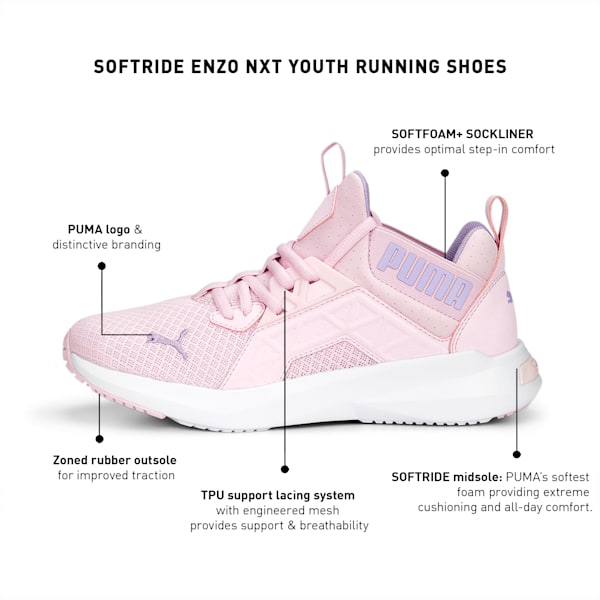 Softride Enzo Nxt Youth Running Shoes, Pearl Pink-Vivid Violet, extralarge-IND