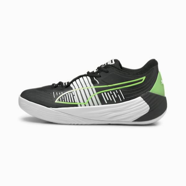 Fusion Nitro Basketball Shoes, Puma Black-Green Glare, extralarge