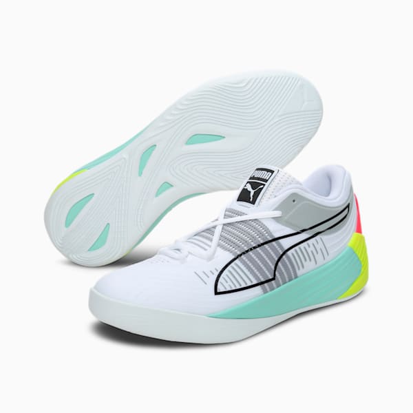 Fusion Nitro Unisex Basketball Shoes, Puma White-Eggshell Blue, extralarge-IND