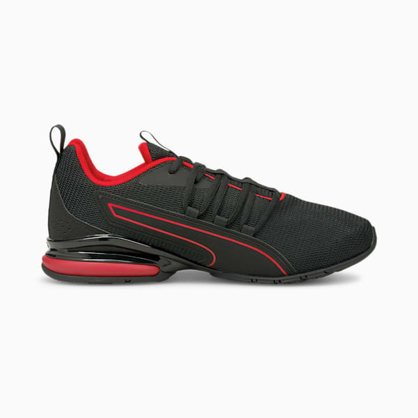Puma black and online red running shoes