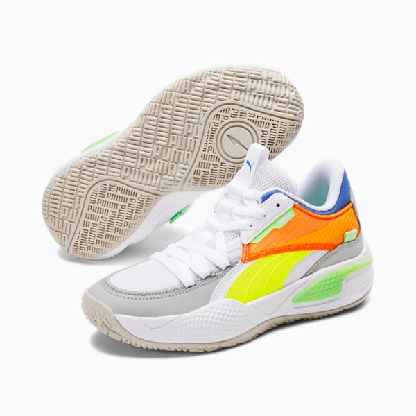 Court Rider Twofold Basketball Shoes JR, Puma White-Palace Blue, extralarge