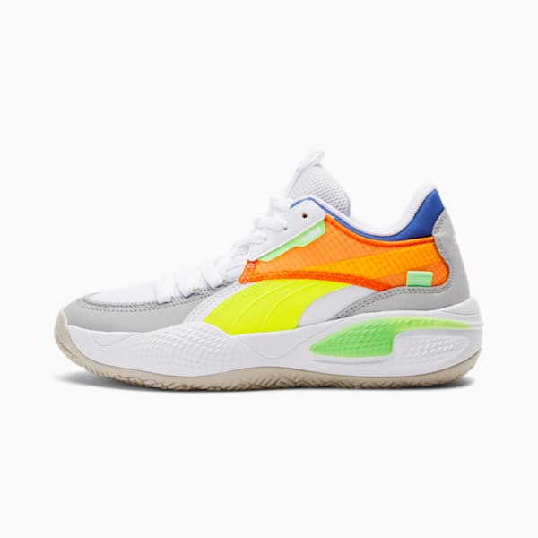 Court Rider Twofold Basketball Shoes JR, Puma White-Palace Blue, extralarge