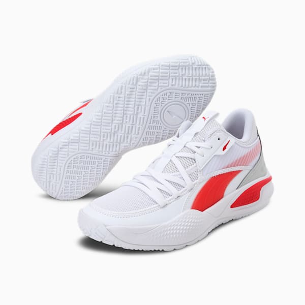 Court Rider Team Unisex Sneakers, Puma White-High Risk Red, extralarge-IND
