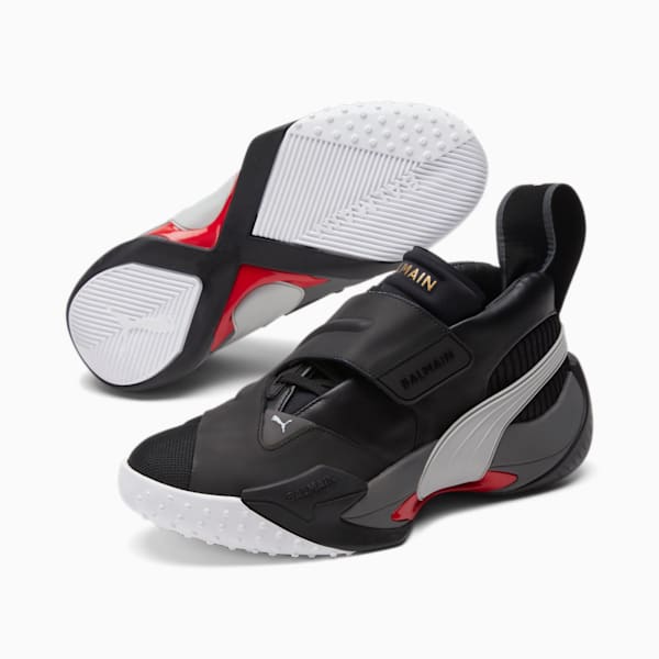 PUMA x BALMAIN Court Basketball Shoes, Puma Black-High Risk Red, extralarge