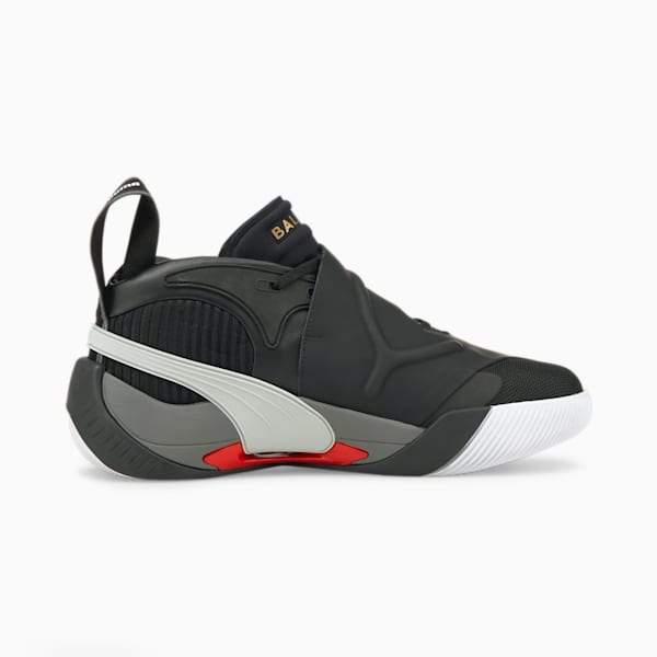 PUMA x BALMAIN Court Basketball Shoes, Puma Black-High Risk Red, extralarge-GBR