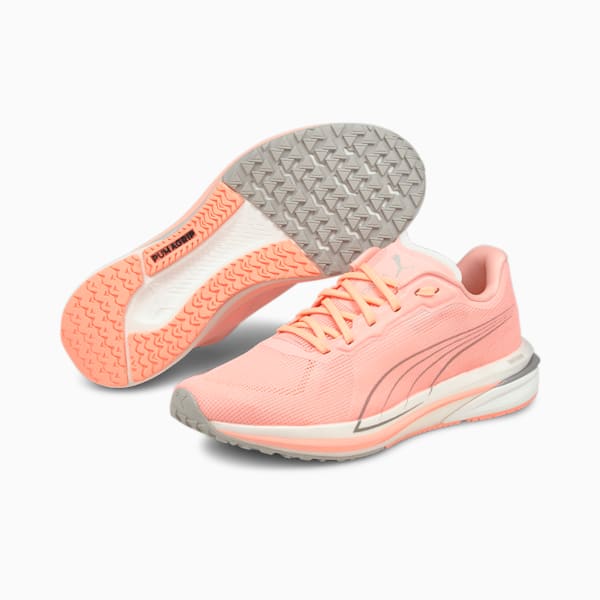 Velocity Nitro Women's Running Shoes, Elektro Peach-Puma Silver, extralarge-IND