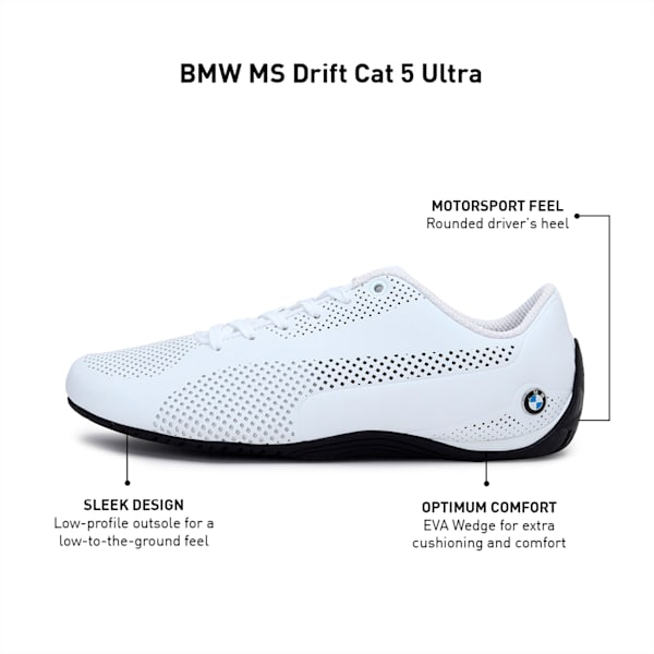 BMW Motorsport Drift Cat 5 Ultra Shoes, Puma White-Puma Black, extralarge-IND