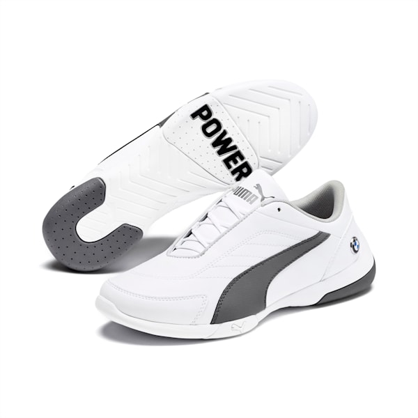 BMW MMS Kart Cat III Shoes JR, Puma White-Smoked Pearl, extralarge