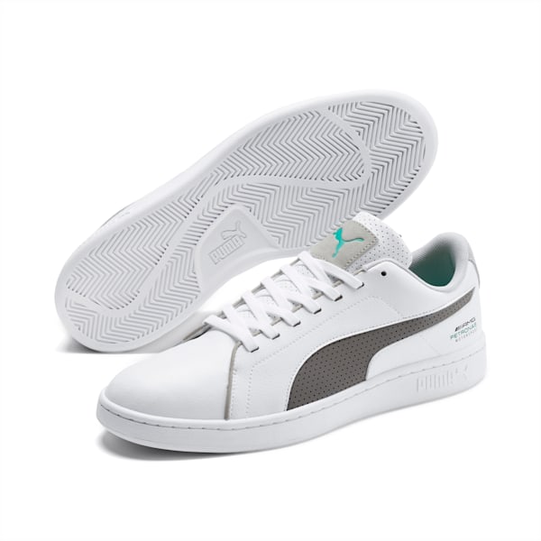 Mercedes AMG Petronas Smash v2 Men's Sneakers, Puma White-Smoked Pearl-Spectra Green, extralarge