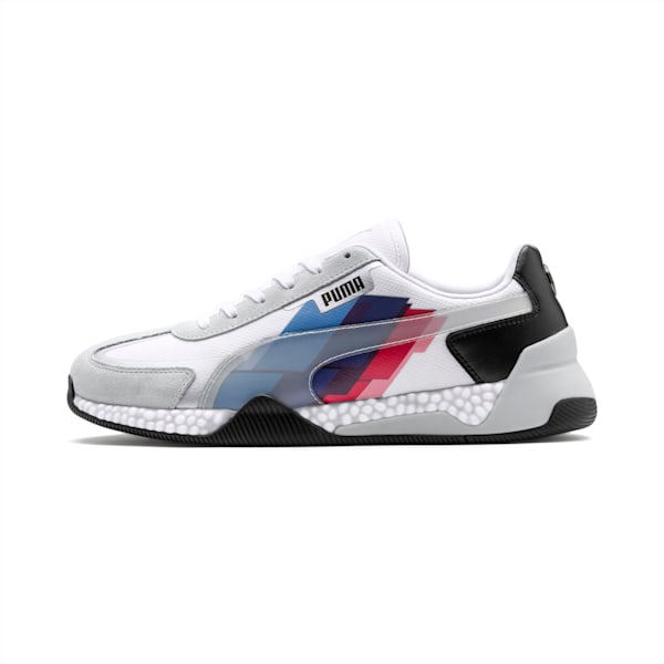 BMW M Motorsport Speed HYBRID Men's Running Shoes, Puma White-Glacier Gray-Puma Black, extralarge