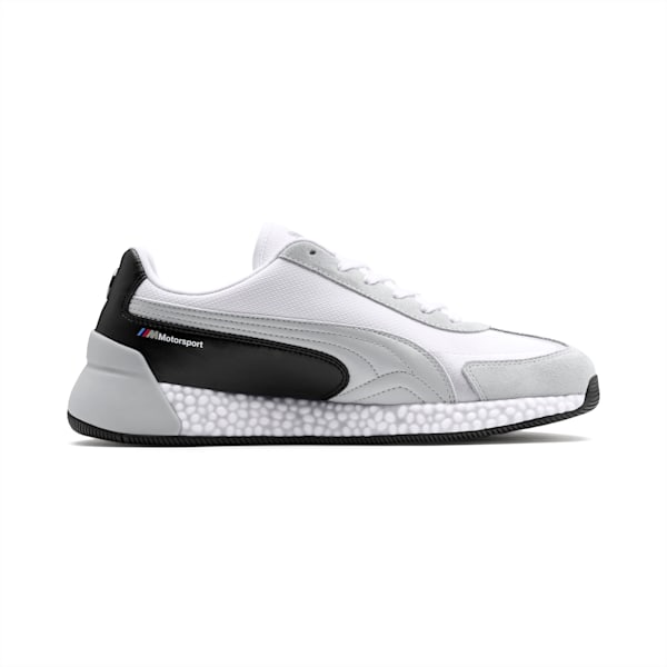 BMW M Motorsport Speed HYBRID Men's Running Shoes, Puma White-Glacier Gray-Puma Black, extralarge