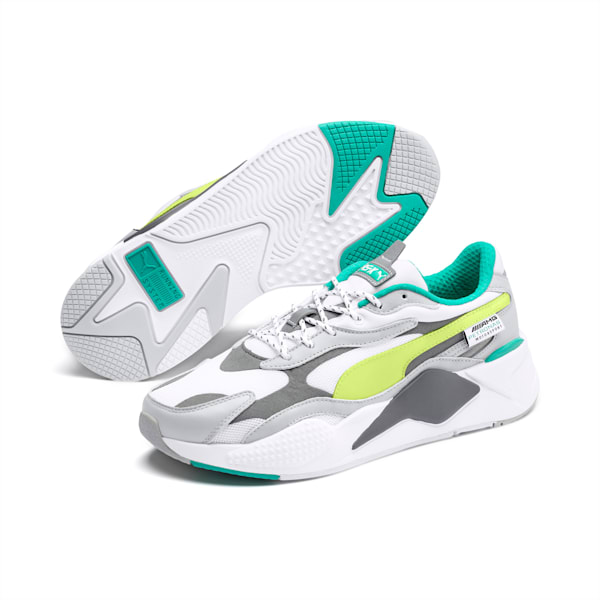 Mercedes-AMG Petronas RS-X³ Sneakers, Mrcds Tm Slvr-Sunny Lime-Wht, extralarge