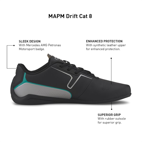 Mercedes-AMG Petronas Drift Cat 8 Motorsport Shoes, Puma Black-Puma Silver, extralarge-IND