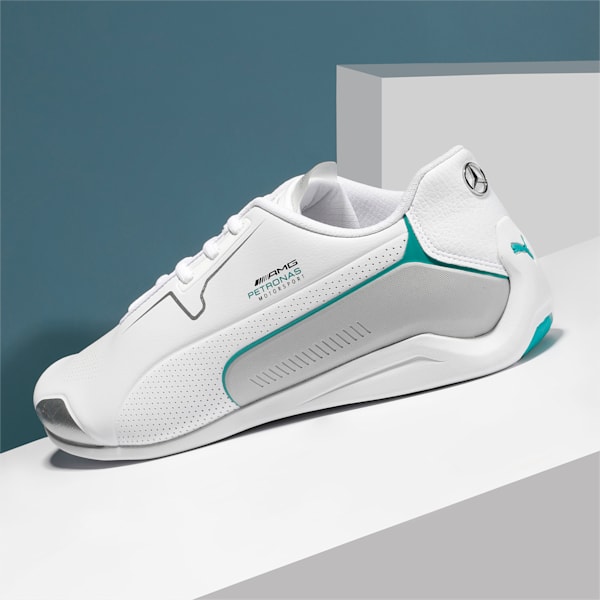 Mercedes-AMG Petronas Drift Cat 8 Unisex Motorsport Shoes, Puma White-Puma Silver, extralarge-IND