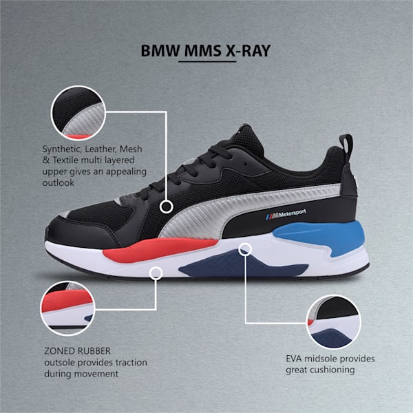 BMW M Motorsport X-Ray Unisex Sneakers, Puma Black-Puma Silver-Puma Black, extralarge-IND