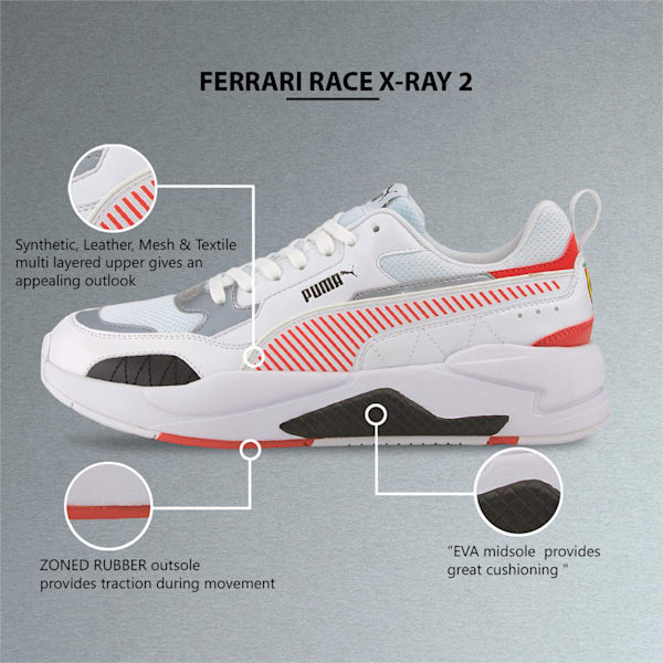 Ferrari Race X-Ray 2 Unisex Sneakers, Puma White-Rosso Corsa-Puma White, extralarge-IND