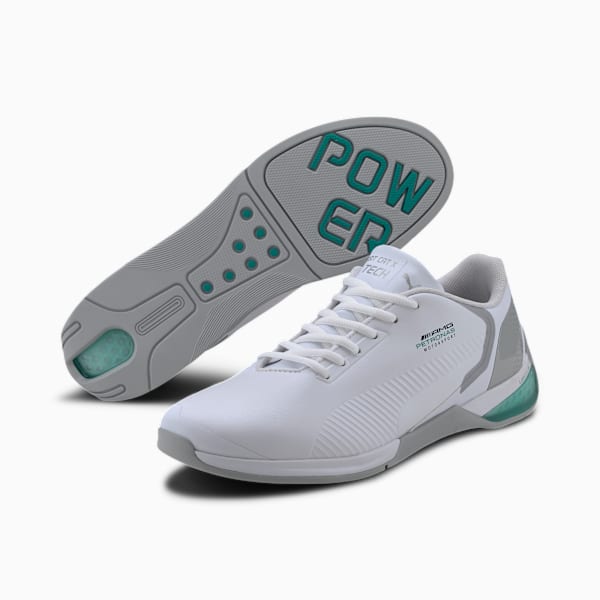 Mercedes Kart Cat-X Tech Sneakers, Puma White-Spectra Green-Mercedes Team Silver, extralarge-IND