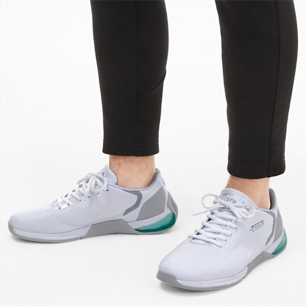 Mercedes Kart Cat-X Tech Sneakers, Puma White-Spectra Green-Mercedes Team Silver, extralarge-IND
