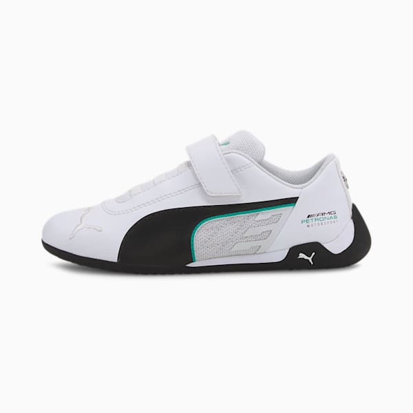Mercedes-AMG Petronas R-Cat Little Kids' Motorsport Shoes, Puma White-Puma Black, extralarge