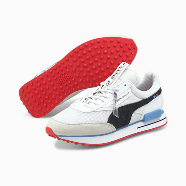 BMW M Motorsport Future Rider Men's Sneakers, Puma White-Puma Black-High Risk Red, extralarge