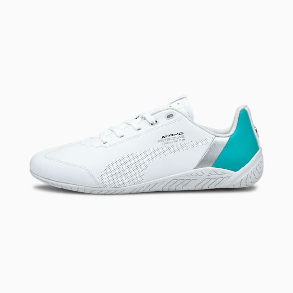 Mercedes-AMG Petronas F1 Ridge Cat Men's Motorsport Shoes, Puma White-Puma White-Spectra Green, extralarge