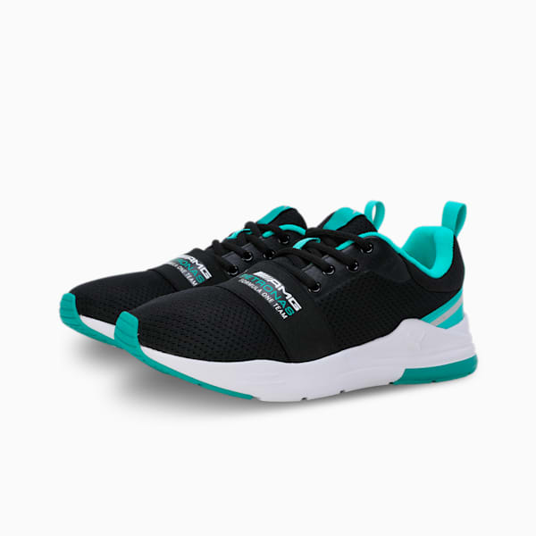 Mercedes AMG Petronas F1 Wired Run Sneakers, Puma Black-Puma Black-Spectra Green, extralarge-IND