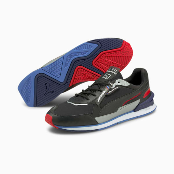 BMW M Motorsport Low Racer Men's Sneakers, Puma Black-Marina-Puma White, extralarge