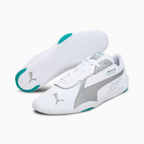 Mercedes F1 R-Cat Machina Motorsport Shoes, Puma White-Puma Silver-Spectra Green, extralarge