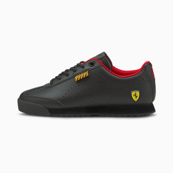 Ferrari Roma Via Perforated Kid's Sneakers, Puma Black-Puma Black, extralarge-IND
