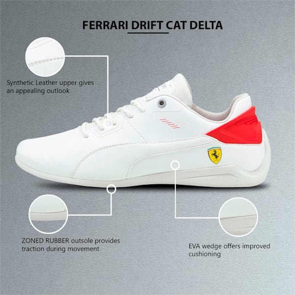 Ferrari Drift Cat Delta Unisex Sneakers, Puma White-Rosso Corsa, extralarge-IND