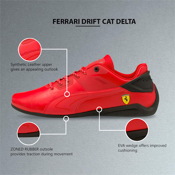 Ferrari Drift Cat Delta Unisex Sneakers, Rosso Corsa-Puma Black, extralarge-IND