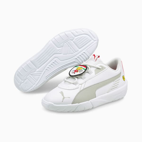 Scuderia Ferrari R-Cat Machina Kids' Motorsport Shoes, Puma White-Puma White, extralarge-GBR