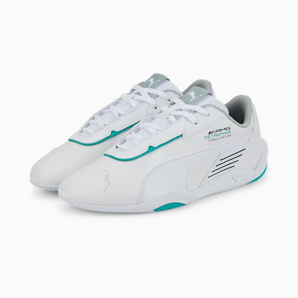 Mercedes F1 R-Cat Machina Motorsport Shoes Big Kids, Puma White-Puma White, extralarge