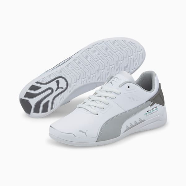 Mercedes AMG Petronas F1 Drift Cat Delta Youth Sneakers, Puma White-Mercedes Team Silver, extralarge-IND