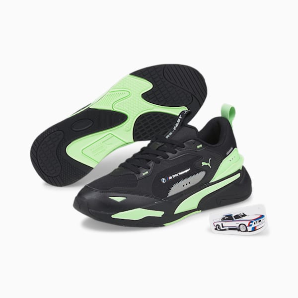 BMW M Motorsport R-Fast Motorsport Shoes, Puma Black-Puma Silver-Fizzy Lime, extralarge