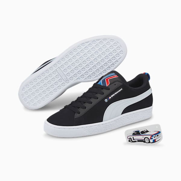 BMW M Motorsport Suede Men's Motorsport Shoes, Puma Black-Puma White, extralarge