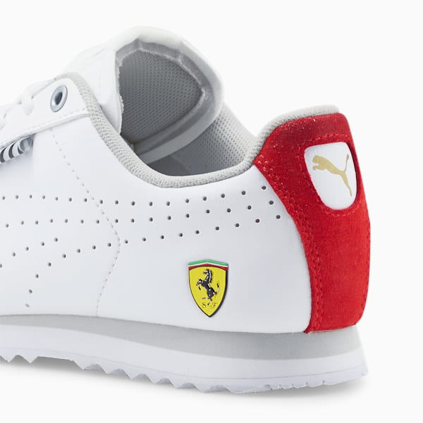Tenis de automovilismo juveniles Scuderia Ferrari Via Perforated, Puma White-Rosso Corsa, extralarge