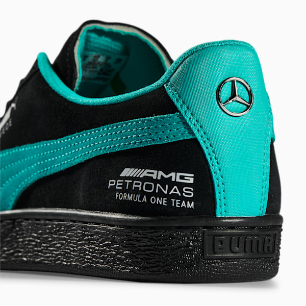 Mercedes F1 Suede Motorsport Sneakers, Puma Black-Spectra Green