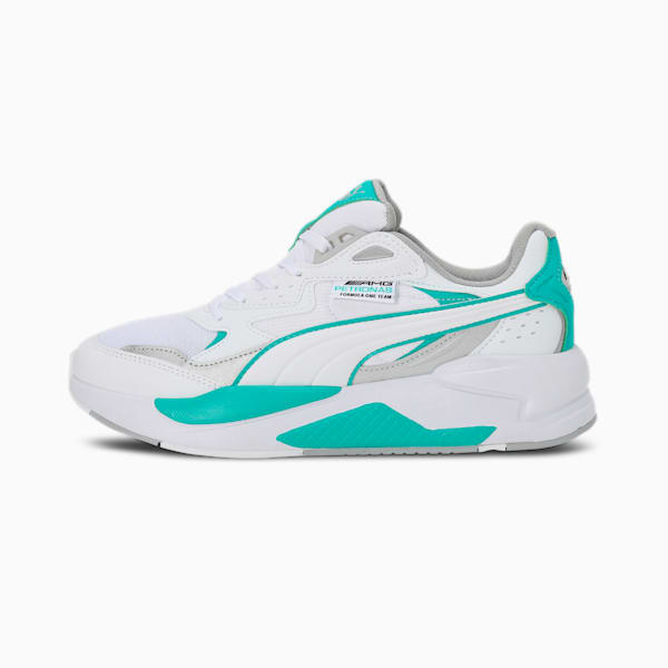 Mercedes AMG Petronas F1 X-Ray Speed Unisex Motorsport Sneakers, Puma White-Spectra Green, extralarge-IND