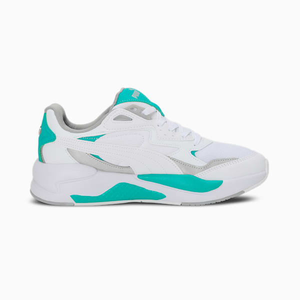 Mercedes AMG Petronas F1 X-Ray Speed Unisex Motorsport Sneakers, Puma White-Spectra Green, extralarge-IND